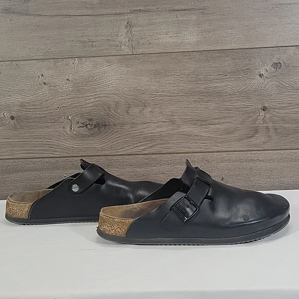 Birkenstock Black Leather Slip on Clog Sandals Sz 43 M10